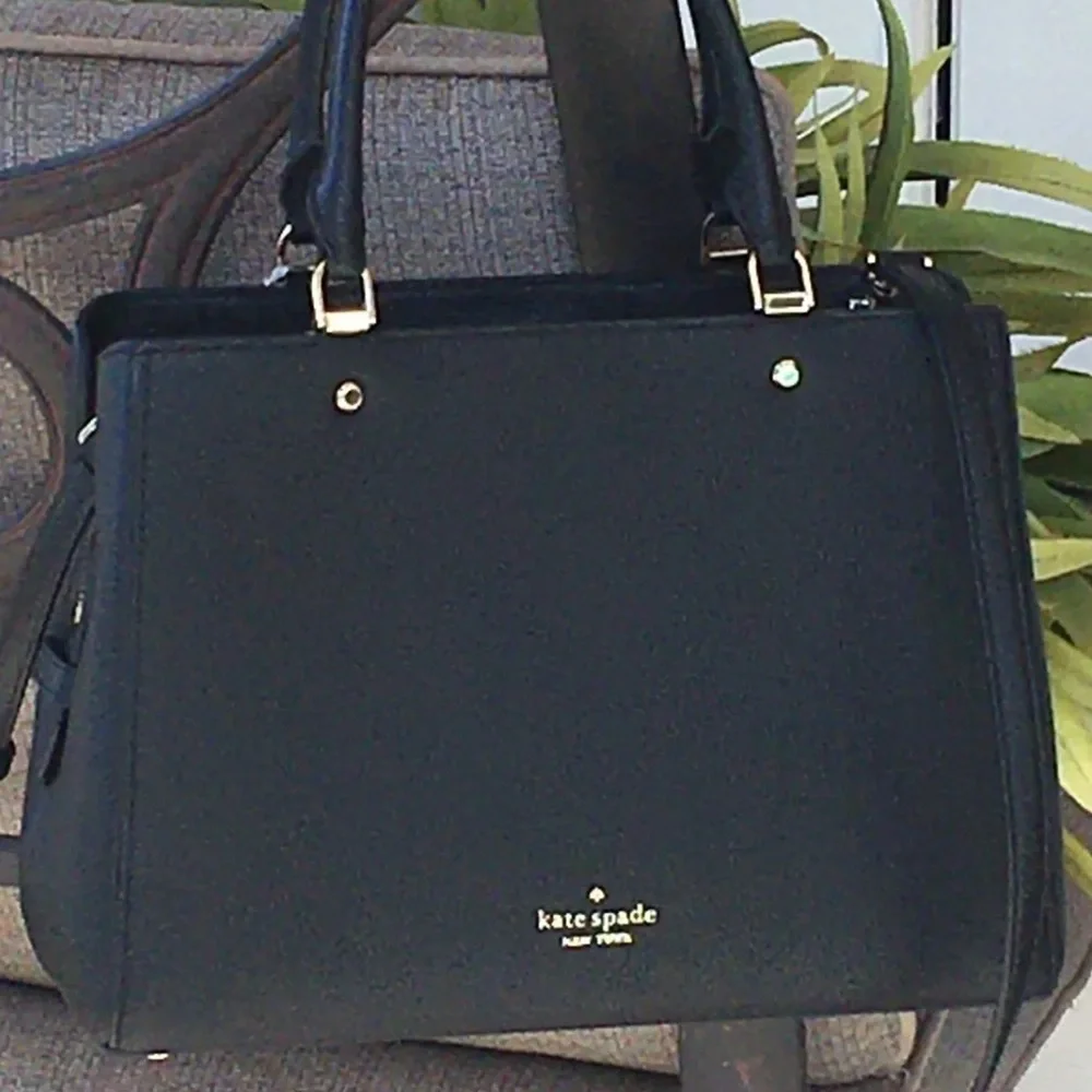 KATE SPADE LEILA MEDIUM TRIPLE COMPARTMENT SATCHEL SHOULDER BAG BLACK LEATHER - Picture 7 of 14